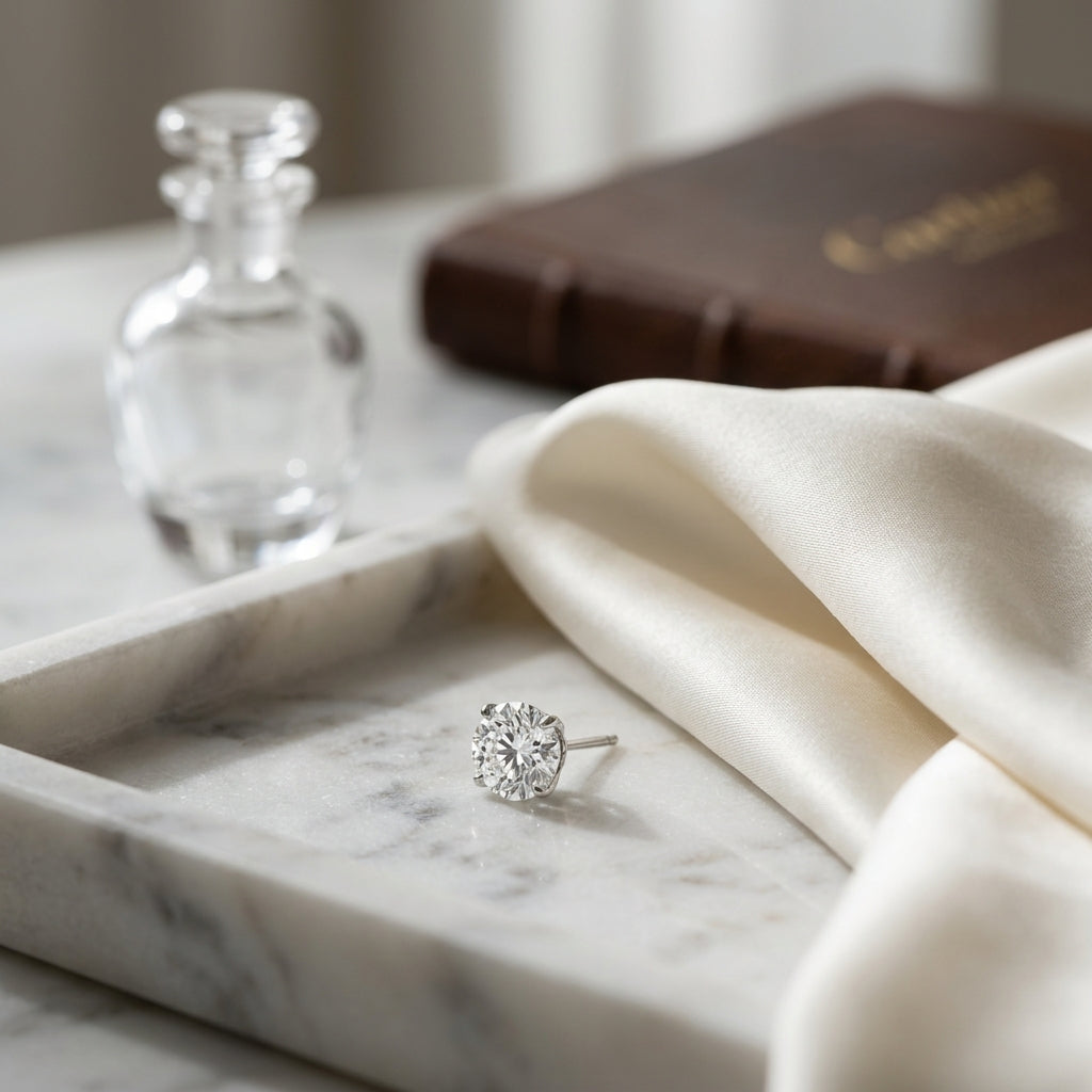 14k Yellow Gold 3-prong Round Brilliant Diamond Stud Earrings (0.75 Ct. T.w., Vs1-vs2 Clarity, F-g Color) — atelier still life