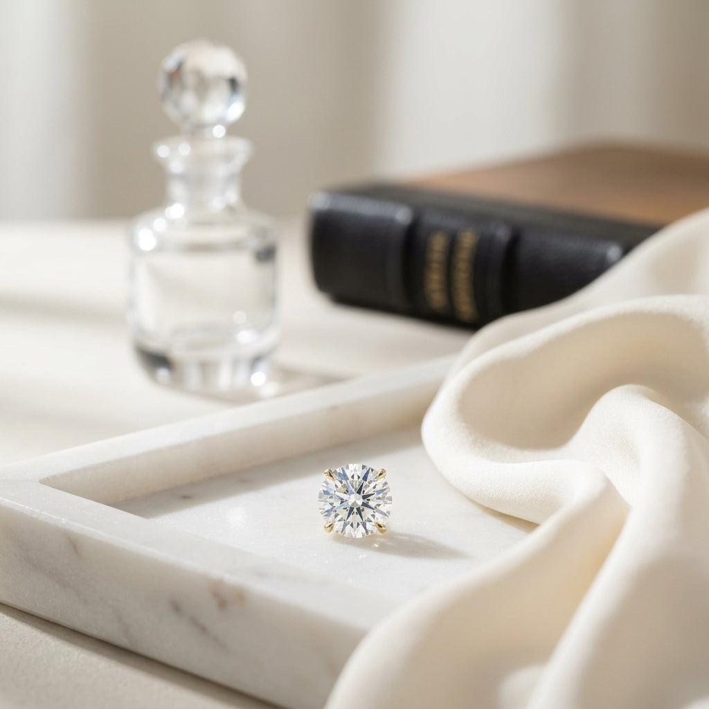 14k Yellow Gold 3-prong Round Brilliant Diamond Stud Earrings (0.75 Ct. T.w., Si1-si2 Clarity, H-i Color) — atelier still life