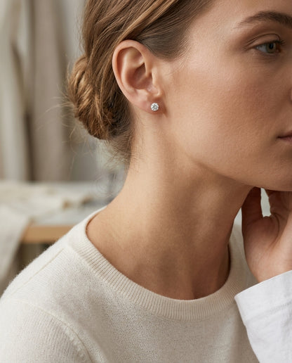 14k Yellow Gold 3-prong Round Brilliant Diamond Stud Earrings (1 Ct. T.w., Si1-si2 Clarity, H-i Color) — editorial close-up