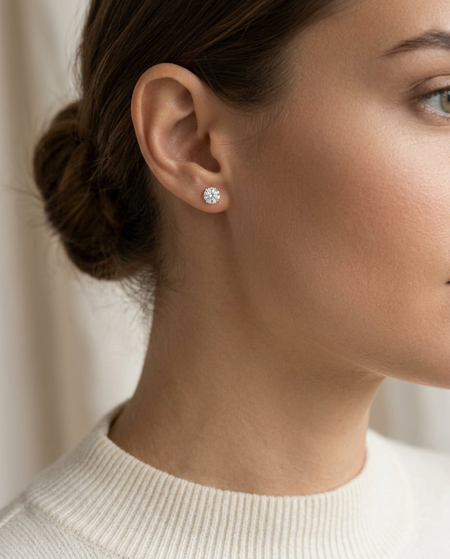 14k Yellow Gold 3-prong Round Brilliant Diamond Stud Earrings (1 Ct. T.w., Si1-si2 Clarity, J-k Color) — editorial close-up