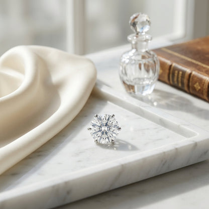 14k Yellow Gold 3-prong Round Brilliant Diamond Stud Earrings (1.48 Ct. T.w., Vs1-vs2 Clarity, H-i Color) — atelier still life