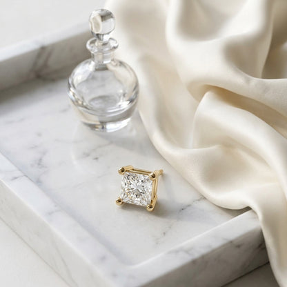 14k Yellow Gold 4-prong Princess Diamond Stud Earrings (0.75 Ct. T.w., Si1-2 Clarity, H-i Color) — atelier still life