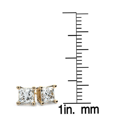 18k Yellow Gold 4-prong Princess Diamond Stud Earrings (0.75 Ct. T.w., Vs1-vs2 Clarity, H-i Color)
