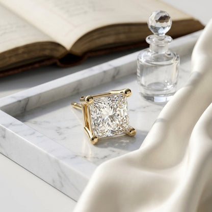 14k Yellow Gold 4-prong Princess Diamond Stud Earrings (1.06 Ct. T.w., Si1-2 Clarity, H-i Color) — atelier still life