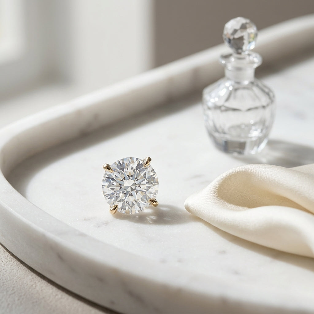 14k Yellow Gold 4-prong Round Brilliant Diamond Stud Earrings (0.75 Ct. T.w., Vs1-vs2 Clarity, F-g Color) — atelier still life