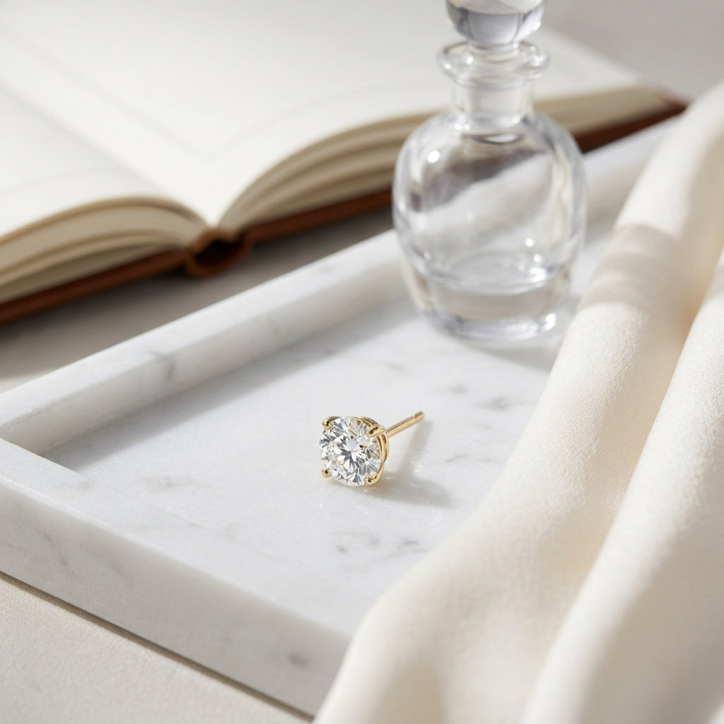 14k Yellow Gold 4-prong Round Brilliant Diamond Stud Earrings (0.75 Ct. T.w., Si1-si2 Clarity, H-i Color) — atelier still life