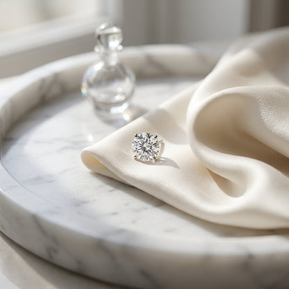 14k Yellow Gold 4-prong Round Brilliant Diamond Stud Earrings (0.75 Ct. T.w., Vs1-vs2 Clarity, H-i Color) — atelier still life