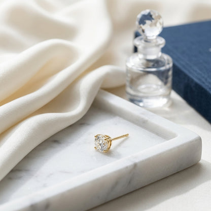14k Yellow Gold 4-prong Round Brilliant Diamond Stud Earrings (1 Ct. T.w., Si1-si2 Clarity, J-k Color) — atelier still life