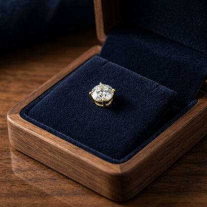 14k Yellow Gold 4-prong Round Brilliant Diamond Stud Earrings (2.09 Ct. T.w., Si1-si2 Clarity, H-i Color) — gift presentation