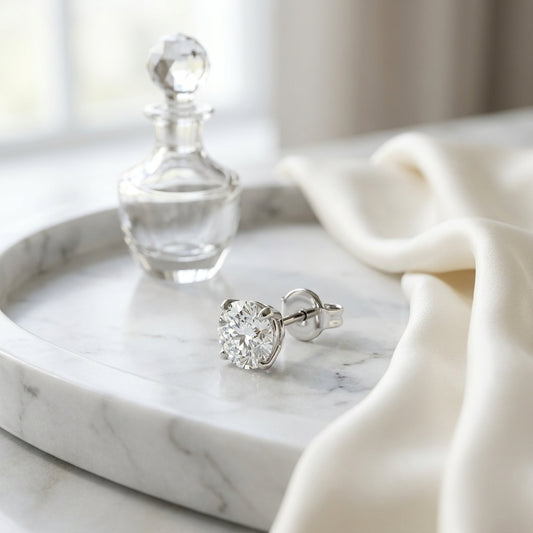 14k Yellow Gold 6-prong Round Brilliant Diamond Stud Earrings (1 Ct. T.w., Si1-si2 Clarity, H-i Color) — atelier still life