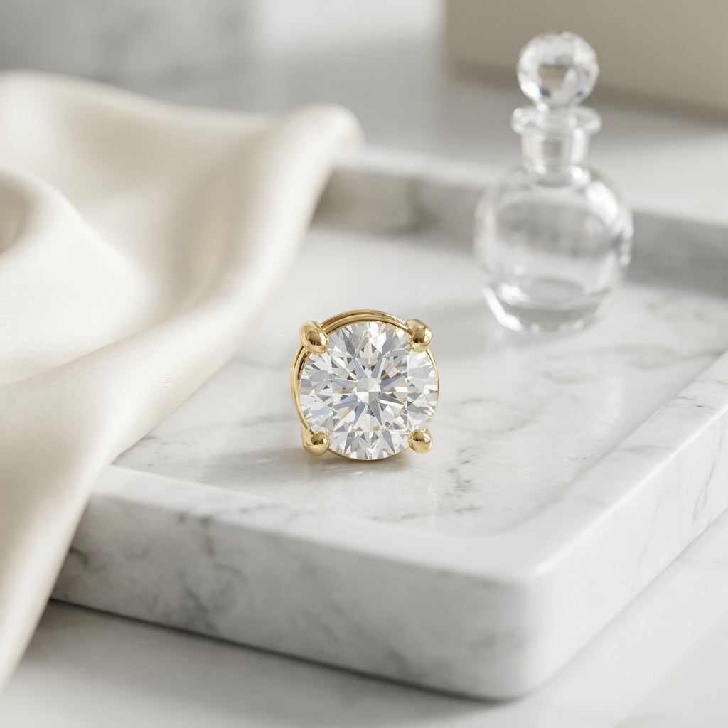 14k Yellow Gold 6-prong Round Brilliant Diamond Stud Earrings (1 Ct. T.w., Si1-si2 Clarity, J-k Color) — atelier still life