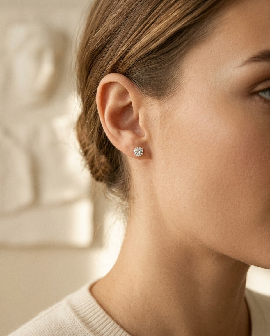 14k Yellow Gold 6-Prong Round Brilliant Diamond Stud Earrings (1.06 Ct. T.w., Vs1-Vs2 Clarity, H-I Color) — portrait close