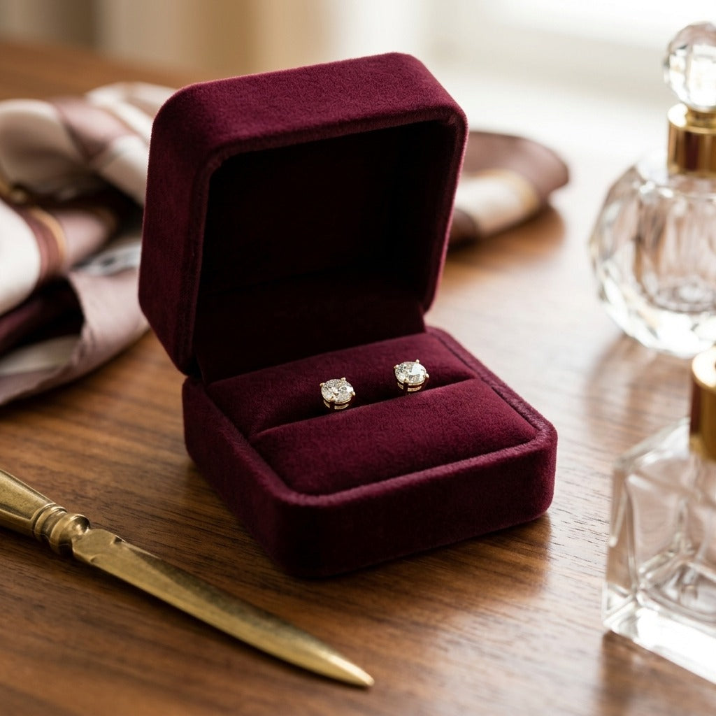 14k Yellow Gold 6-Prong Round Brilliant Diamond Stud Earrings (1.06 Ct. T.w., Vs1-Vs2 Clarity, H-I Color) — velvet box