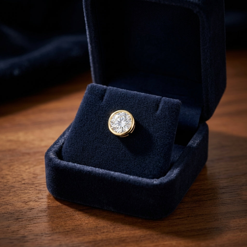 14k Yellow Gold Bezel Set Round Brilliant Diamond Stud Earrings (0.75 Ct. T.w., Vs1-vs2 Clarity, F-g Color) — gift presentation