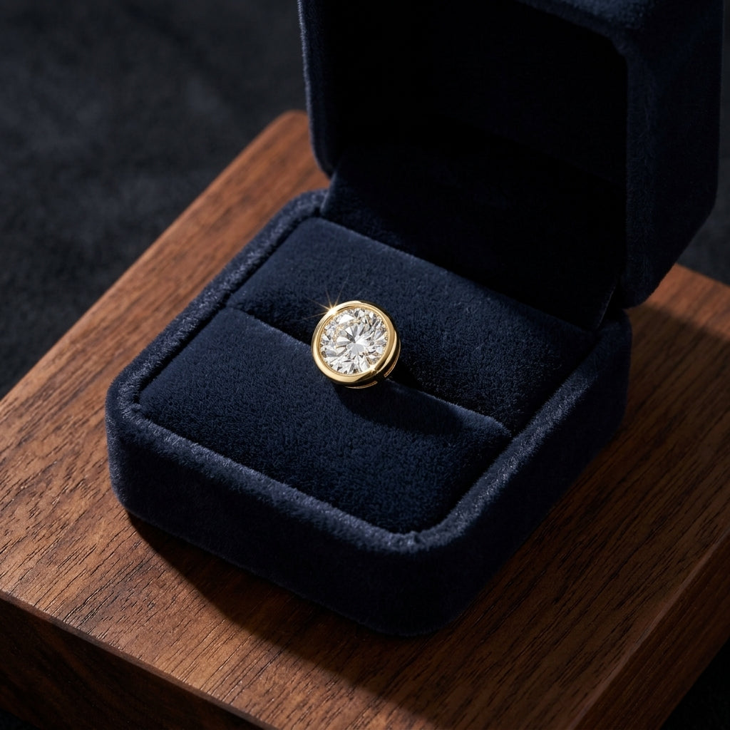 14k Yellow Gold Bezel Set Round Brilliant Diamond Stud Earrings (0.75 Ct. T.w., Si1-si2 Clarity, H-i Color) — gift presentation
