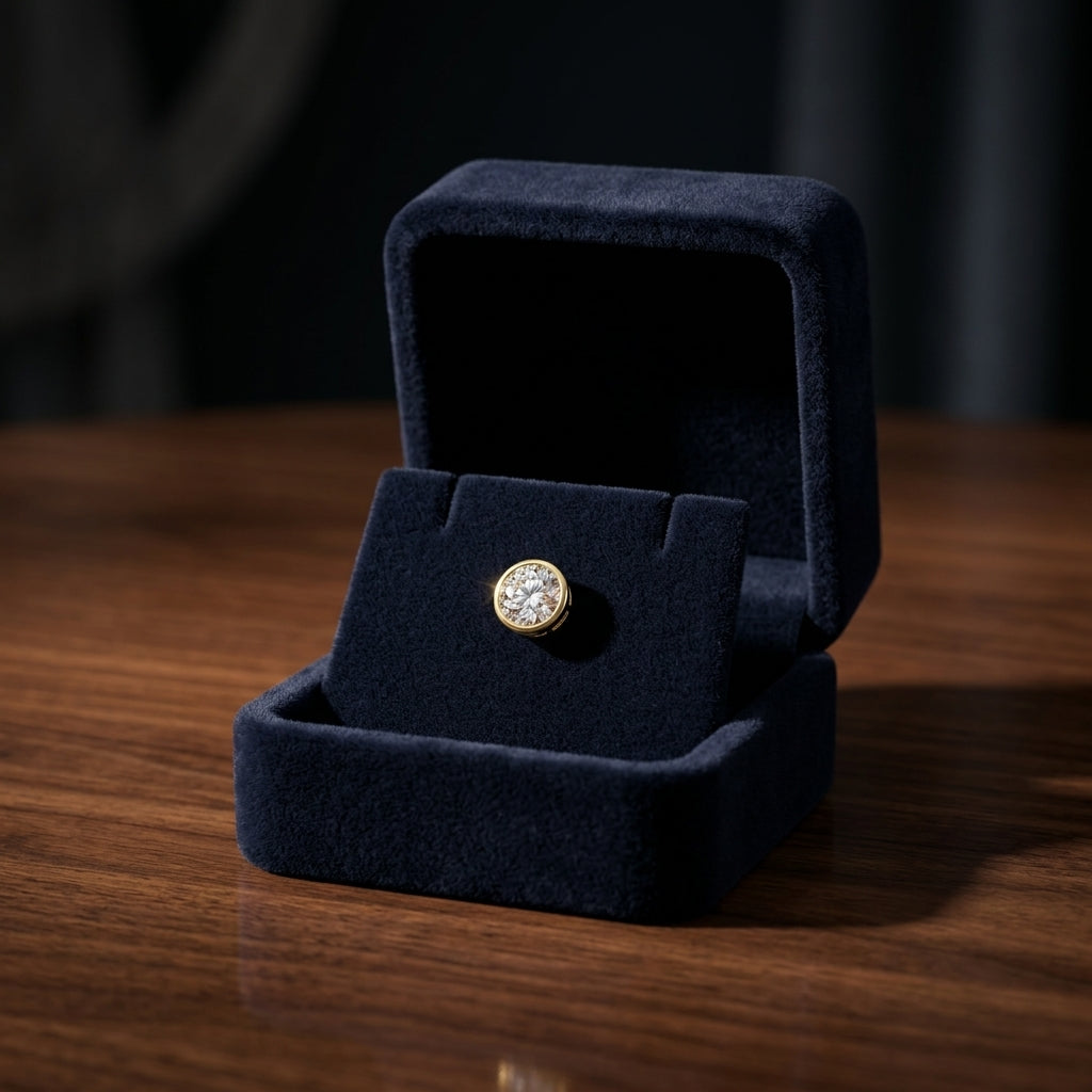 14k Yellow Gold Bezel Set Round Brilliant Diamond Stud Earrings (0.75 Ct. T.w., Vs1-vs2 Clarity, H-i Color) — gift presentation