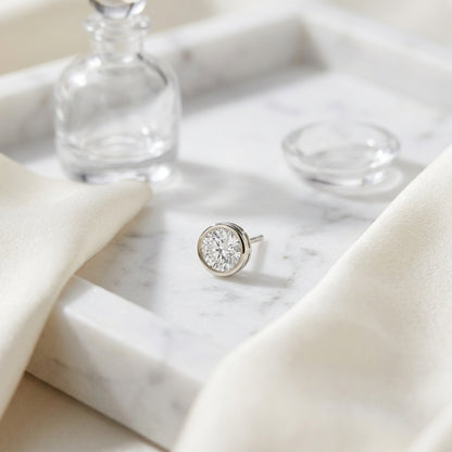 14k Yellow Gold Bezel Set Round Brilliant Diamond Stud Earrings (1.06 Ct. T.w., Vs1-vs2 Clarity, F-g Color) — atelier still life