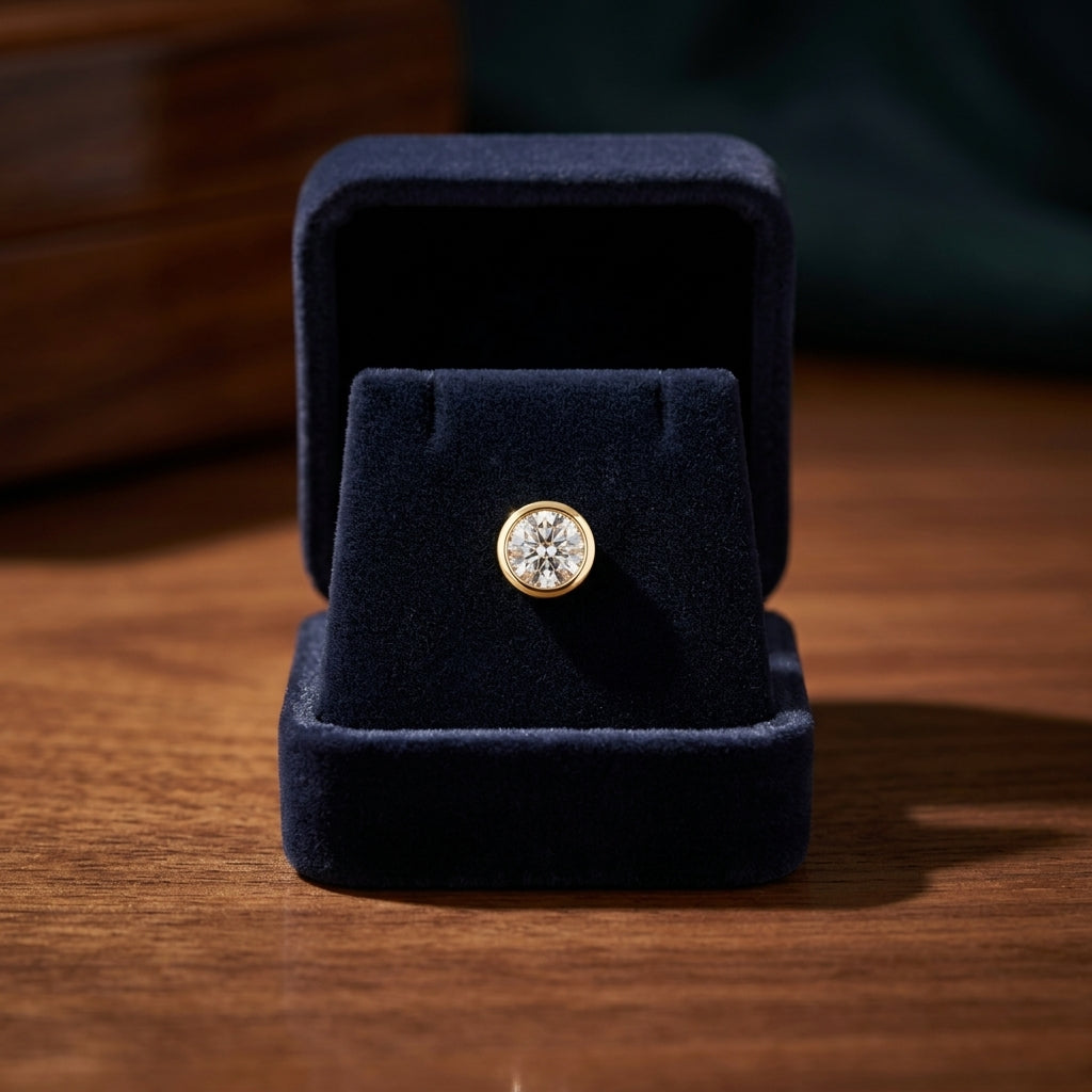 14k Yellow Gold Bezel Set Round Brilliant Diamond Stud Earrings (1.06 Ct. T.w., Vs1-vs2 Clarity, F-g Color) — gift presentation