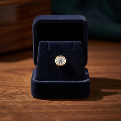 14k Yellow Gold Bezel Set Round Brilliant Diamond Stud Earrings (1.06 Ct. T.w., Vs1-vs2 Clarity, F-g Color) — gift presentation