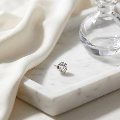 14k Yellow Gold Bezel Set Round Brilliant Diamond Stud Earrings (1 Ct. T.w., Si1-si2 Clarity, J-k Color) — atelier still life