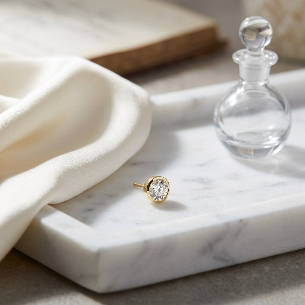 14k Yellow Gold Bezel Set Round Brilliant Diamond Stud Earrings (2.09 Ct. T.w., Si1-si2 Clarity, H-i Color) — atelier still life