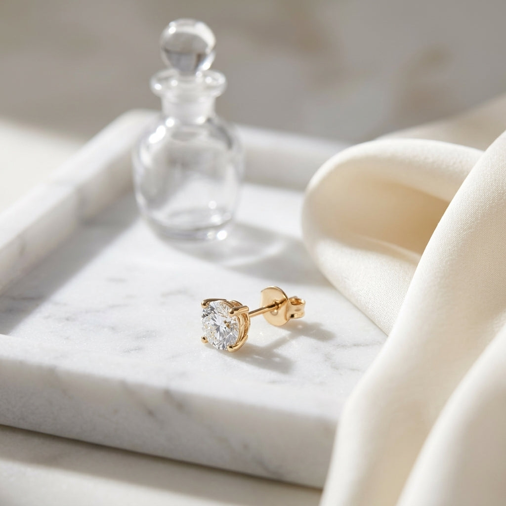 14k Yellow Gold 8-prong Round Brilliant Diamond Stud Earrings (0.75 Ct. T.w., Vs1-vs2 Clarity, F-g Color) — atelier still life