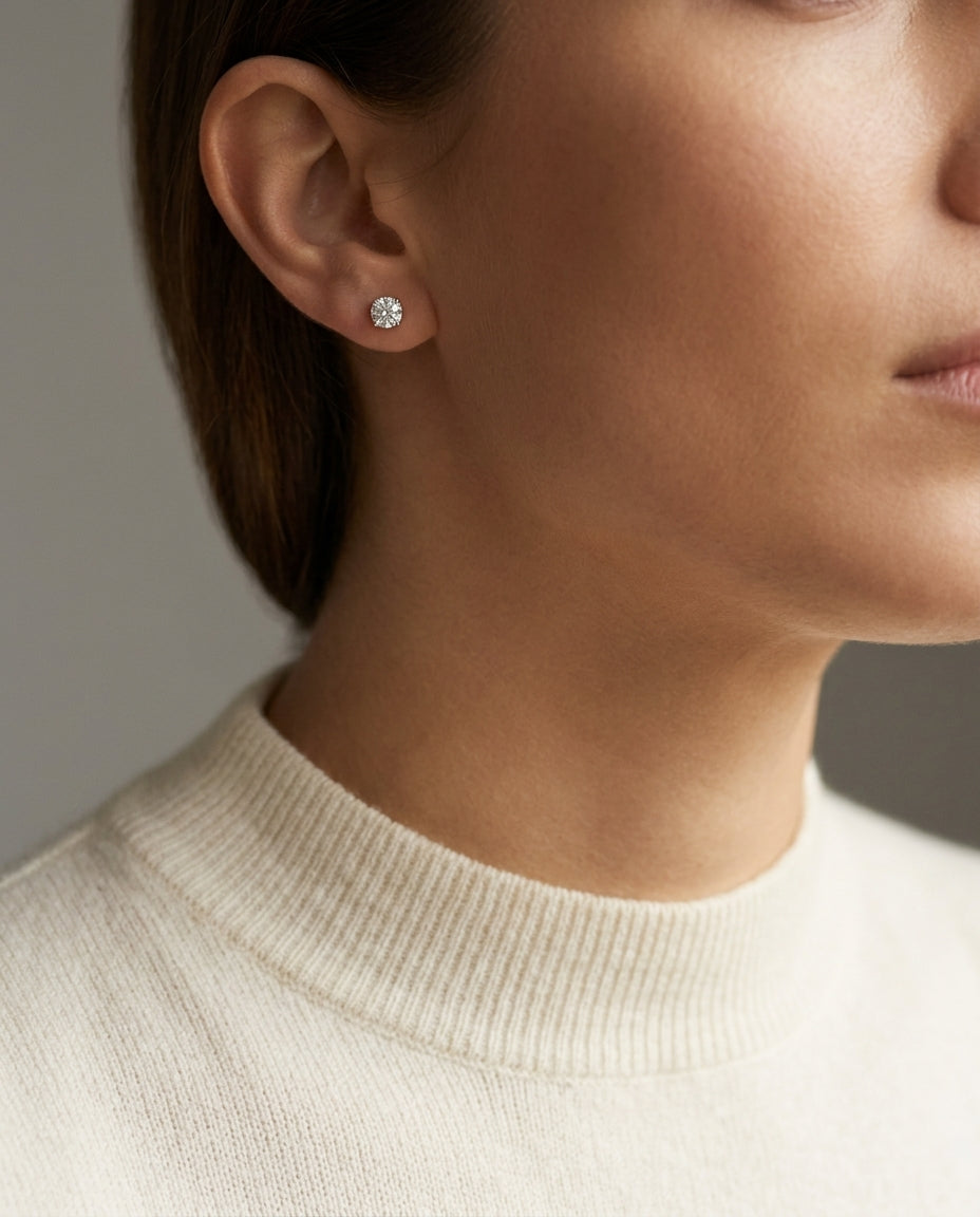 14k Yellow Gold 8-prong Round Brilliant Diamond Stud Earrings (0.75 Ct. T.w., Vs1-vs2 Clarity, F-g Color) — editorial close-up