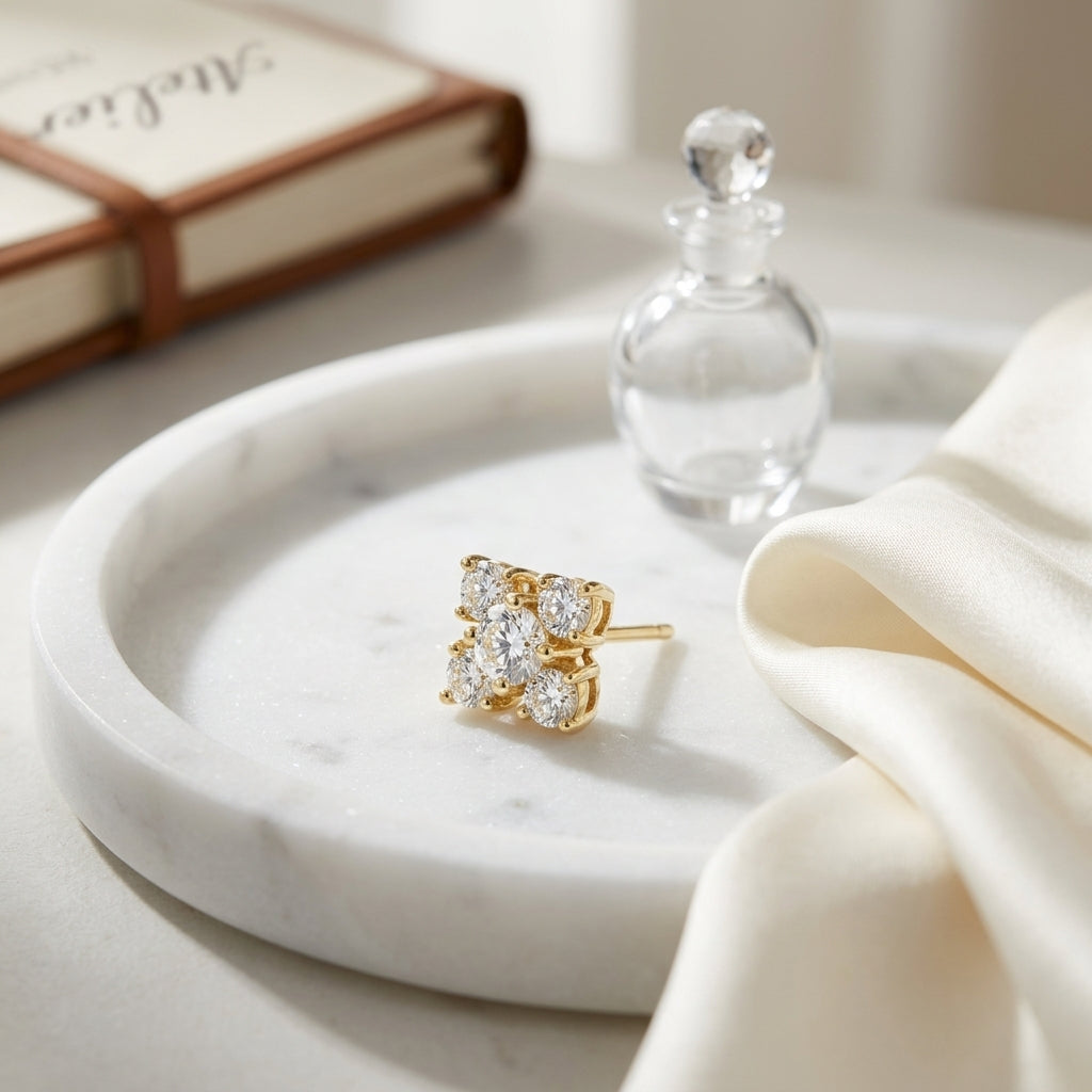 14k Yellow Gold 8-prong Round Brilliant Diamond Stud Earrings (0.75 Ct. T.w., Si1-si2 Clarity, H-i Color) — atelier still life