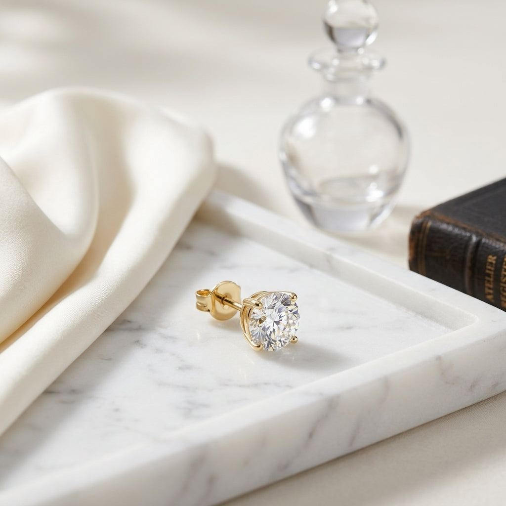 14k Yellow Gold 8-prong Round Brilliant Diamond Stud Earrings (1.06 Ct. T.w., Vs1-vs2 Clarity, F-g Color) — atelier still life
