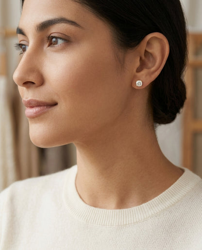 14k Yellow Gold 8-prong Round Brilliant Diamond Stud Earrings (1.48 Ct. T.w., Vs1-vs2 Clarity, H-i Color) — editorial close-up