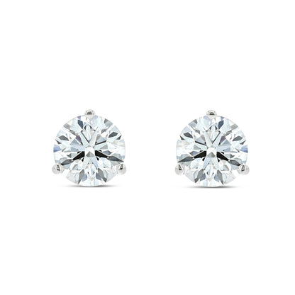 18k White Gold 3-prong Round Brilliant Diamond Stud Earrings (1.06 Ct. T.w., Vs1-vs2 Clarity, F-g Color)