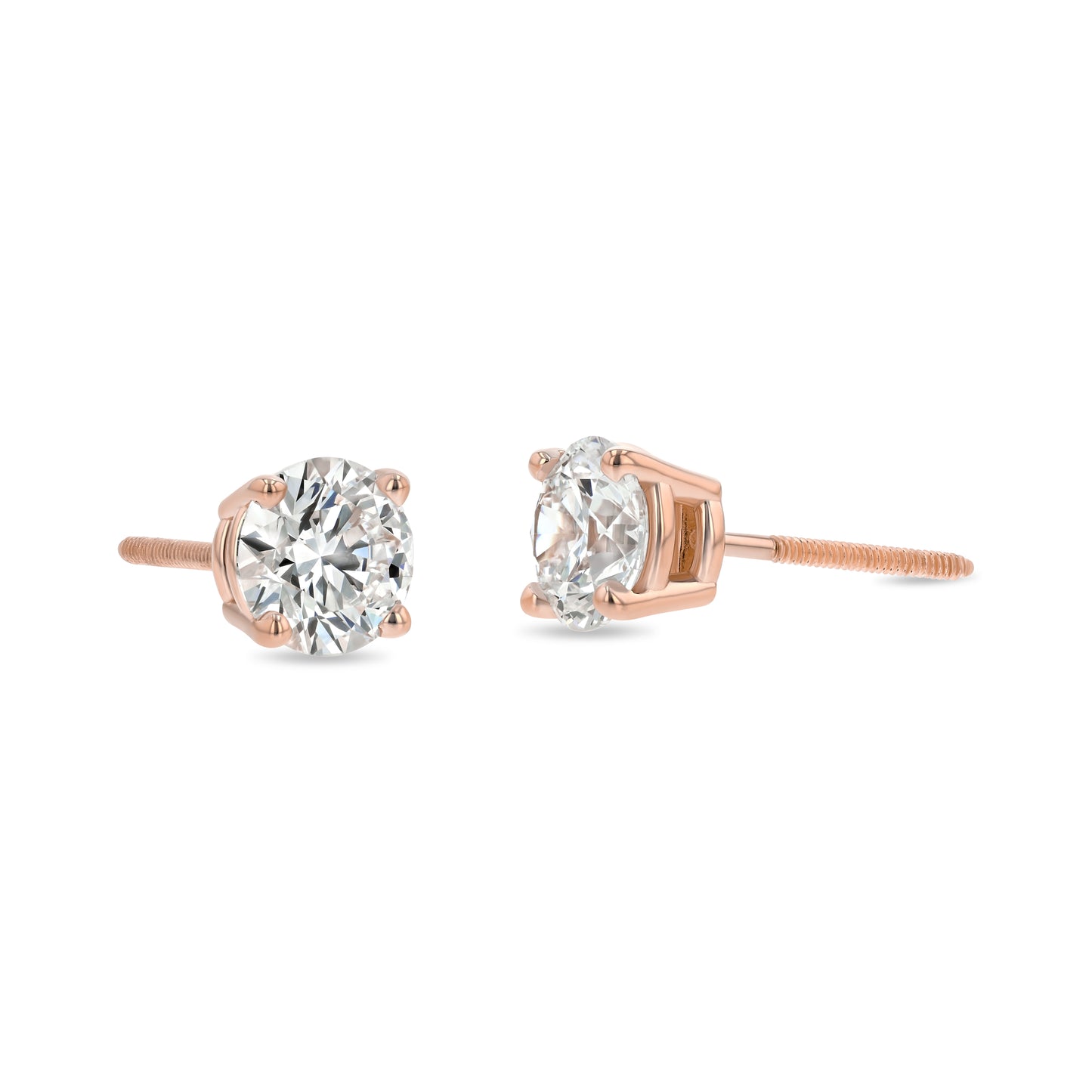 14k Rose Gold 4-prong Round Brilliant Diamond Stud Earrings (1 Ct. T.w., Si1-si2 Clarity, H-i Color)