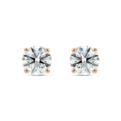 14k Rose Gold 4-prong Round Brilliant Diamond Stud Earrings (1 Ct. T.w., Si1-si2 Clarity, H-i Color)