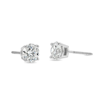 18k White Gold 4-prong Round Brilliant Diamond Stud Earrings (0.75 Ct. T.w., Vs1-vs2 Clarity, H-i Color)