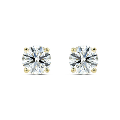 14k Yellow Gold 4-prong Round Brilliant Diamond Stud Earrings (1.48 Ct. T.w., Vs1-vs2 Clarity, H-i Color)
