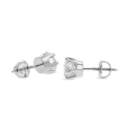 14k White Gold 6-prong Round Brilliant Diamond Stud Earrings (1.5 Ct. T.w., Si1-si2 Clarity, H-i Color)