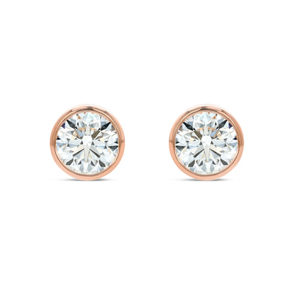 14k Rose Gold Bezel Set Round Brilliant Diamond Stud Earrings (1.06 Ct. T.w., Vs1-vs2 Clarity, F-g Color)