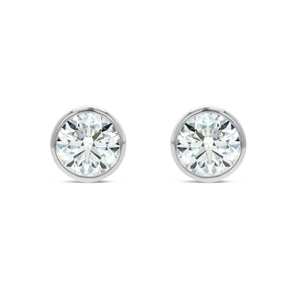 18k White Gold Bezel Set Round Brilliant Diamond Stud Earrings (0.75 Ct. T.w., Vs1-vs2 Clarity, H-i Color)