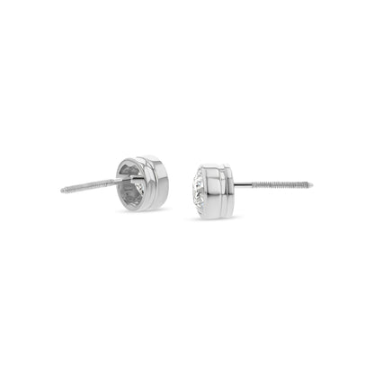 18k White Gold Bezel Set Round Brilliant Diamond Stud Earrings (0.75 Ct. T.w., Vs1-vs2 Clarity, H-i Color)