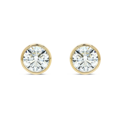 14k Yellow Gold Bezel Set Round Brilliant Diamond Stud Earrings (0.75 Ct. T.w., Vs1-vs2 Clarity, H-i Color)