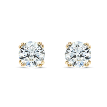 18k Yellow Gold 8-prong Round Brilliant Diamond Stud Earrings (1.47 Ct. T.w., Si1-si2 Clarity, H-i Color)