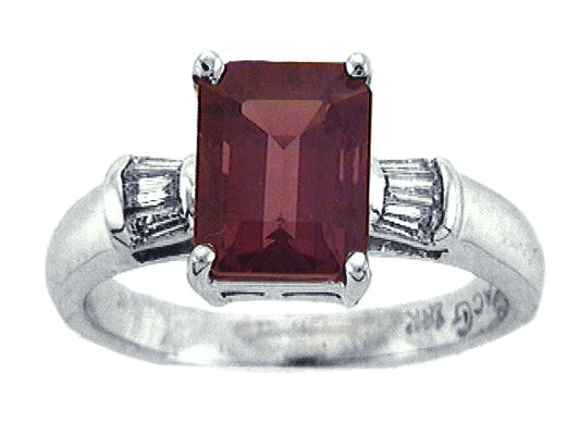Rhodolite Garnet And Diamond Ring In 14k White Gold (9x7mm)