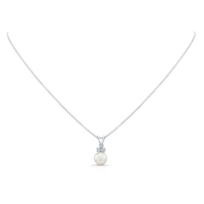 White Pearl & Diamond 14k Pendant