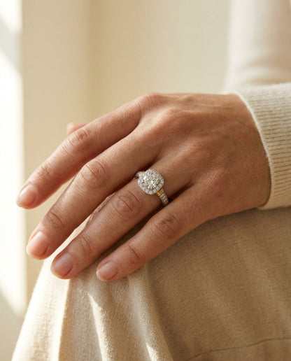 Diamond Engagement Ring In Platinum And 18k Yellow Gold (1-3/8 Ct.tw.) — portrait close