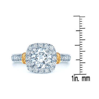 Diamond Engagement Ring In Platinum And 18k Yellow Gold (1-3/8 Ct.tw.)