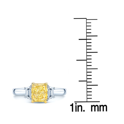 Prong Set Fancy Yellow Gia Certified Radiant Cut Engagement Ring In Platinum