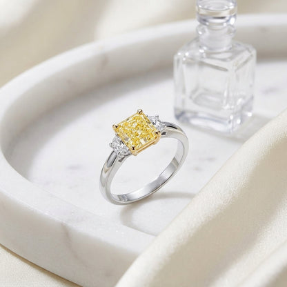 Prong Set Gia Certified Fancy Yellow Diamond Engagement Ring In Platinum — atelier still life