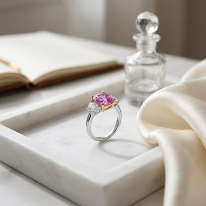 Pink Sapphire And Diamond Ring In Platinum And 18k Yellow Gold — atelier still life