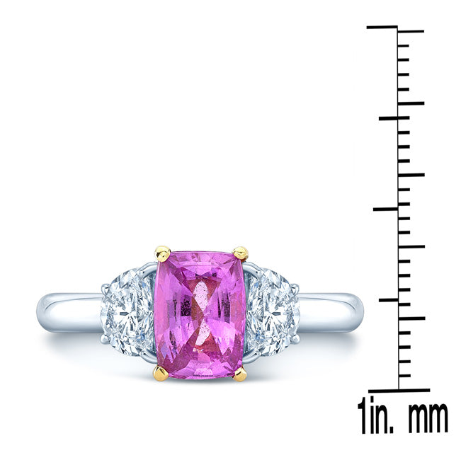 Pink Sapphire And Diamond Ring In Platinum And 18k Yellow Gold