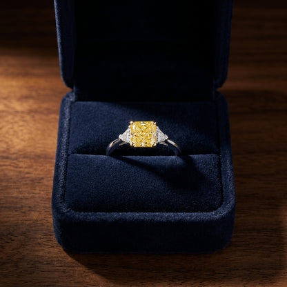 Prong Set Gia Certified Fancy Intense Yellow Diamond Engagement Ring In Platinum — gift presentation